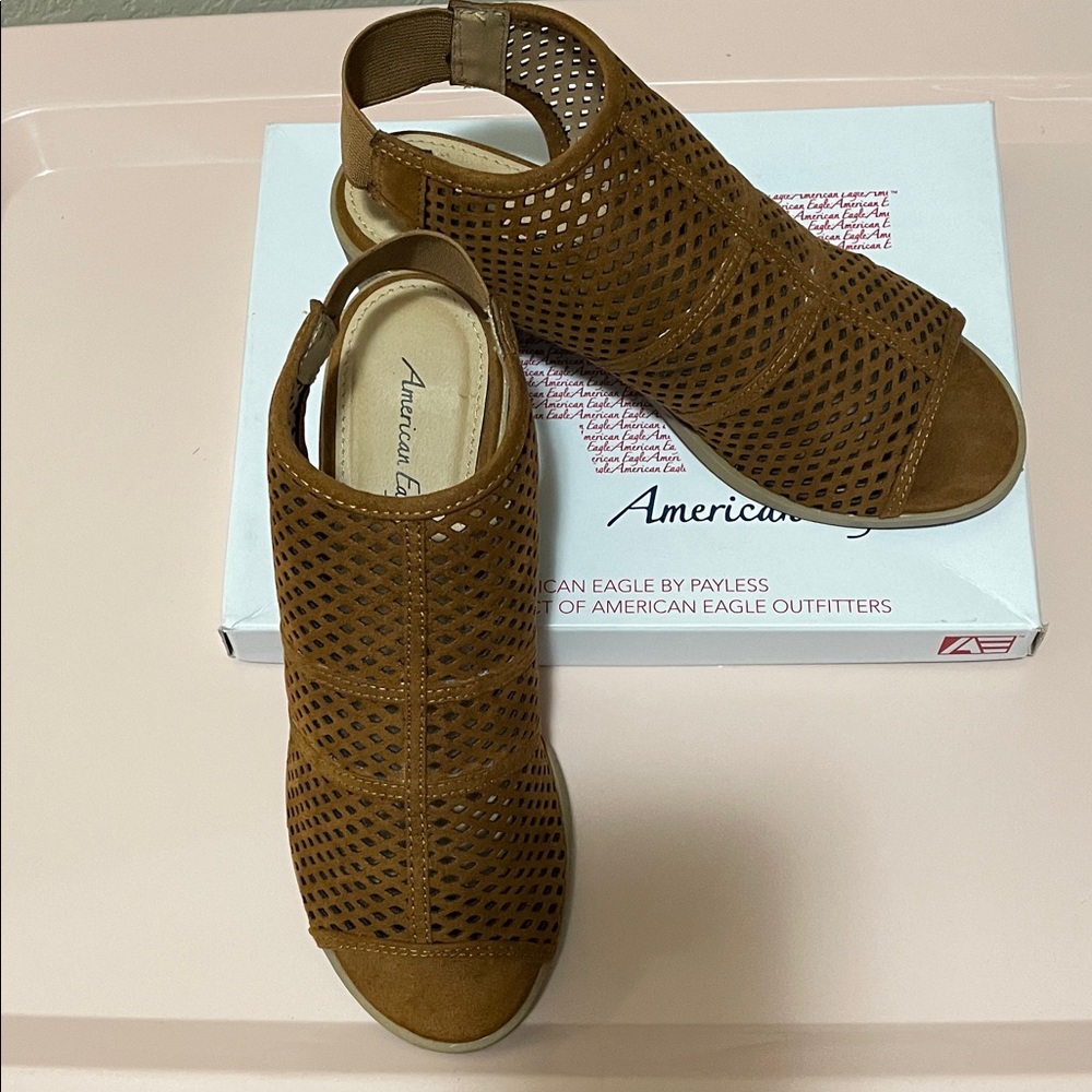 American Eagle Outfitters Women's Tan Perforated Sandals